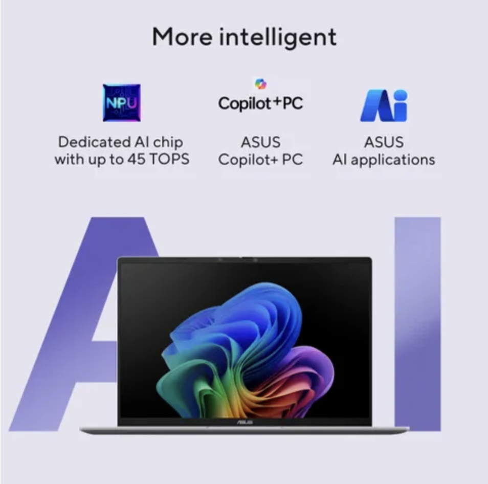 ASUS Vivobook 16, AI Powered Laptop, Snapdragon X X1 26 100 (16GB/512GB/Qualcomm Adreno GPU/40.64 cm