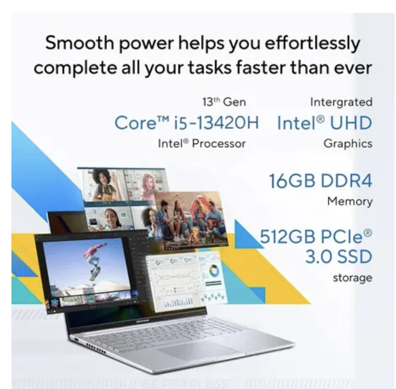 ASUS Vivobook 16, FHD (1920 x 1200) OLED,Intel Core i5-13420H Processor