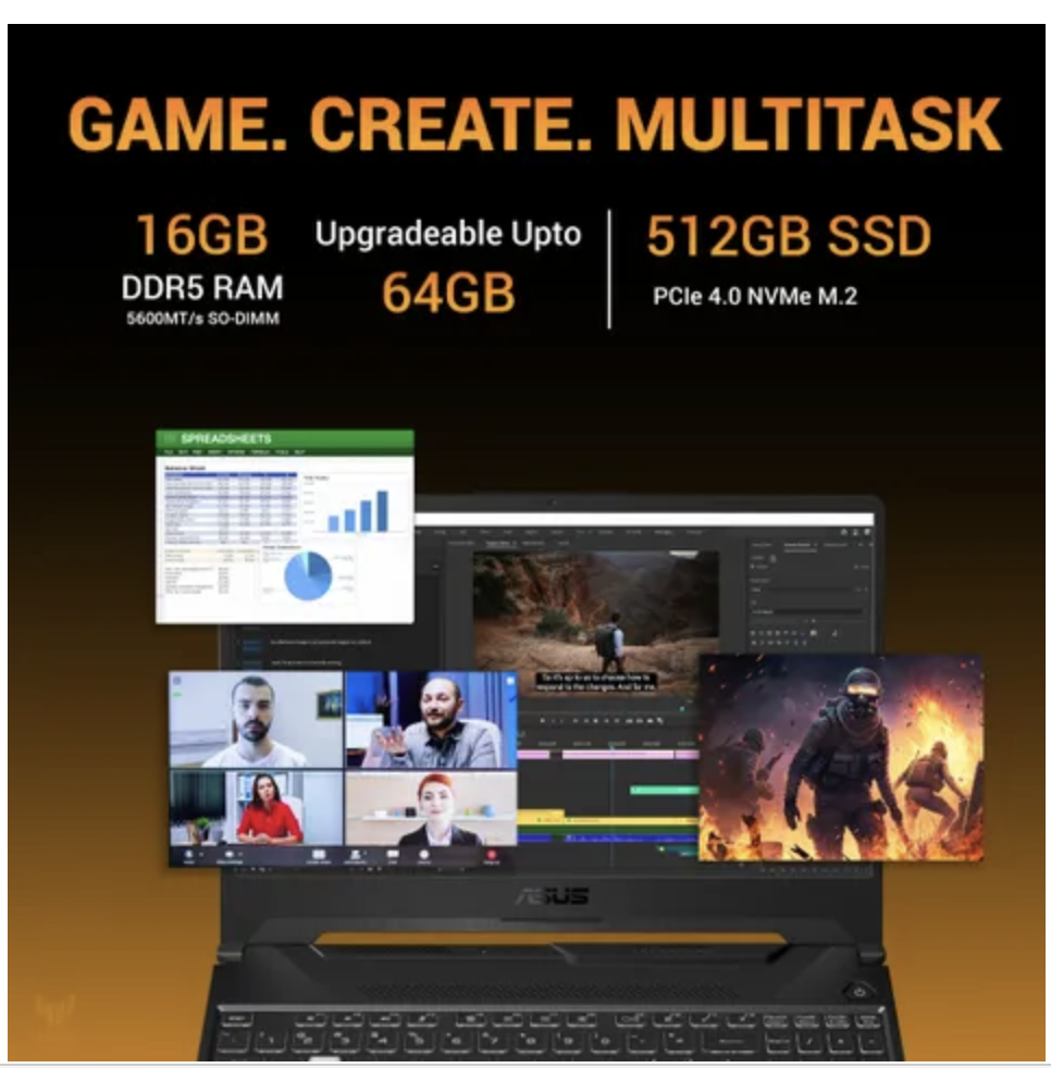 ASUS TUF A15 (2025), AMD Ryzen 7 7445HS, Gaming Laptop(RTX 3050,75W TGP,16GB DDR5(Upgradeable Upto 6